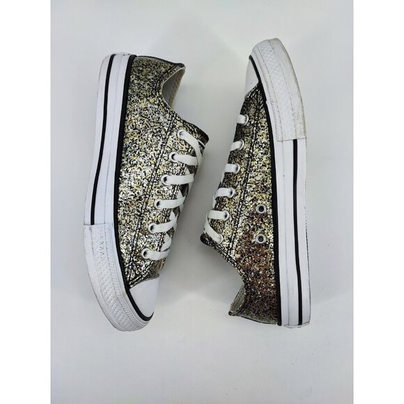 Converse Juniors Metallic Black/Silver Sparkle Casual Shoes Size 5.5 US - Picture 6 of 8